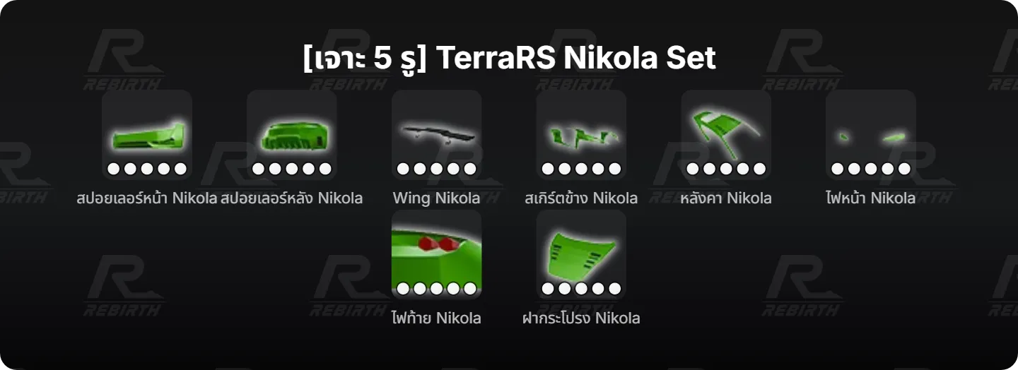 สปอยเลอร์หน้า Nikola, สปอยเลอร์หลัง Nikola, Wing Nikola, สเกิร์ตข้าง Nikola, หลังคา Nikola, ไฟหน้า Nikola, ไฟท้าย Nikola, ฝากระโปรง Nikola